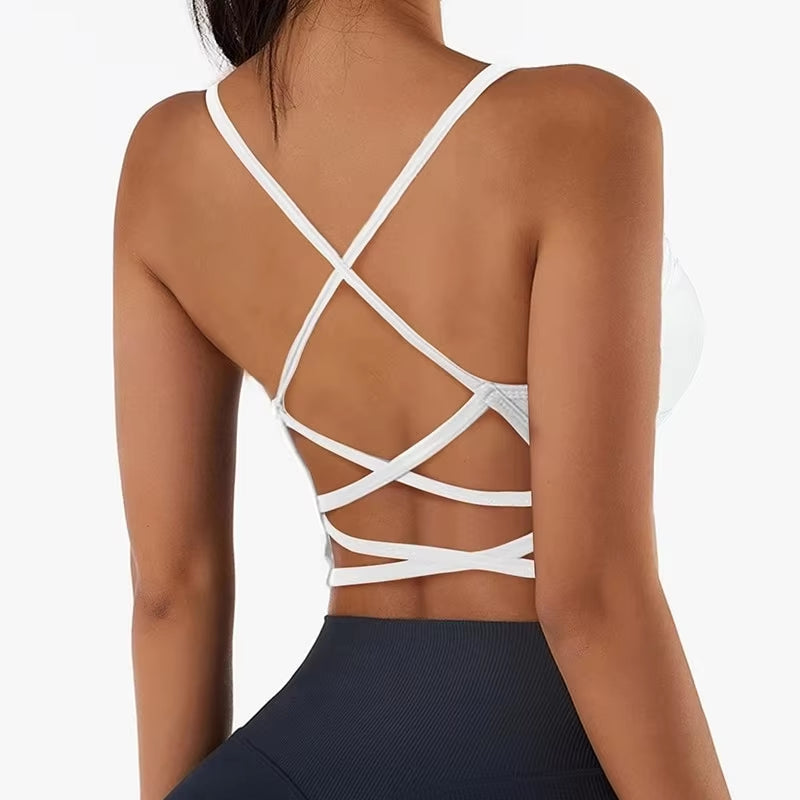 Women Cross Strap Sports Bra Top Women Push up Sport Bra Yoga Gym Crop Top Brassiere Fitness Top Sport Bra Breathable Bras