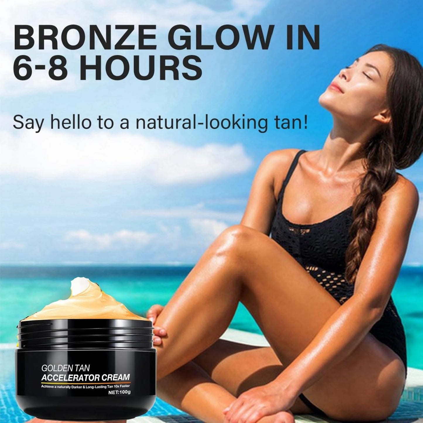 100Gtanning Accelerator Cream,Long-Lasting Rapid Tanning Cream,Sunbed Tanning Accelerator,Sunbed Cream Effective in Sunbeds & Outdoor Sun,Tan Enhancers & Accelerators for Sun,Tanning Cream for Sunbed