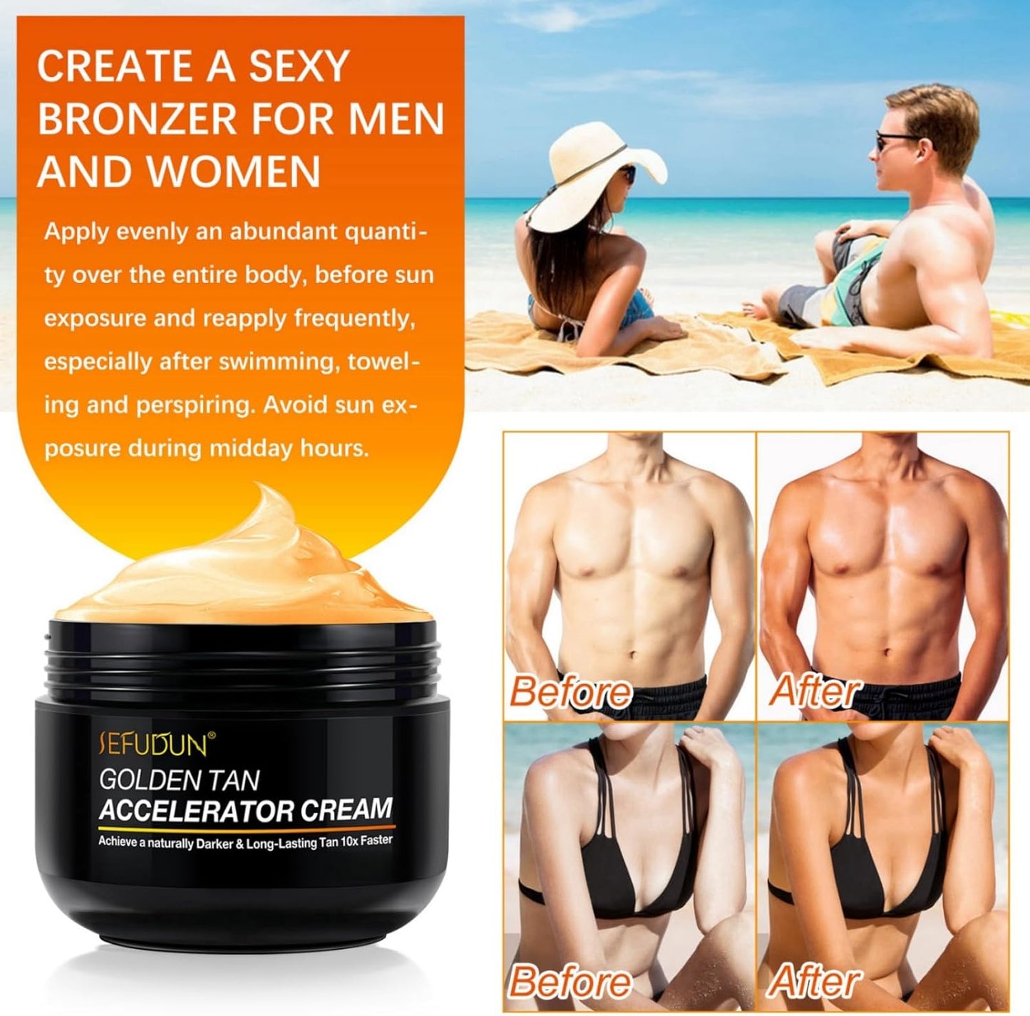 100Gtanning Accelerator Cream,Long-Lasting Rapid Tanning Cream,Sunbed Tanning Accelerator,Sunbed Cream Effective in Sunbeds & Outdoor Sun,Tan Enhancers & Accelerators for Sun,Tanning Cream for Sunbed