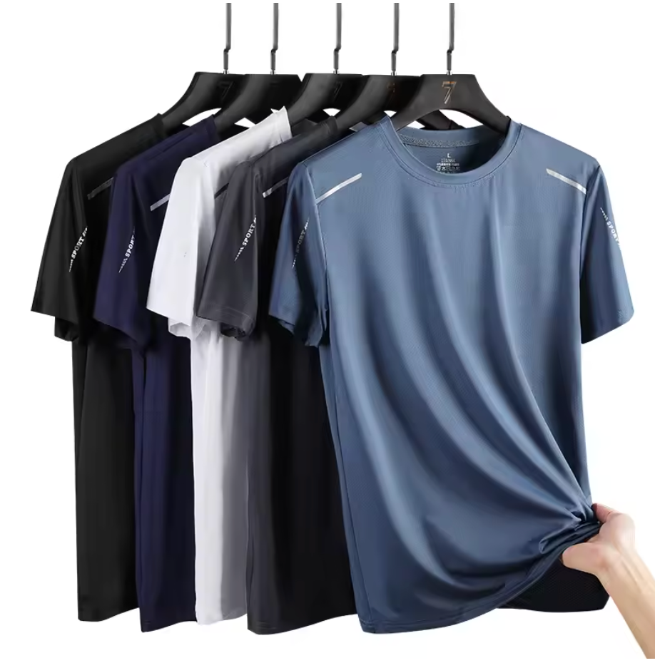 Men'S Running Quick Drying T-Shirts Breathable Hiking Fishing Tees Soft Elasticity Outdoor Sports Short Shirt Summer