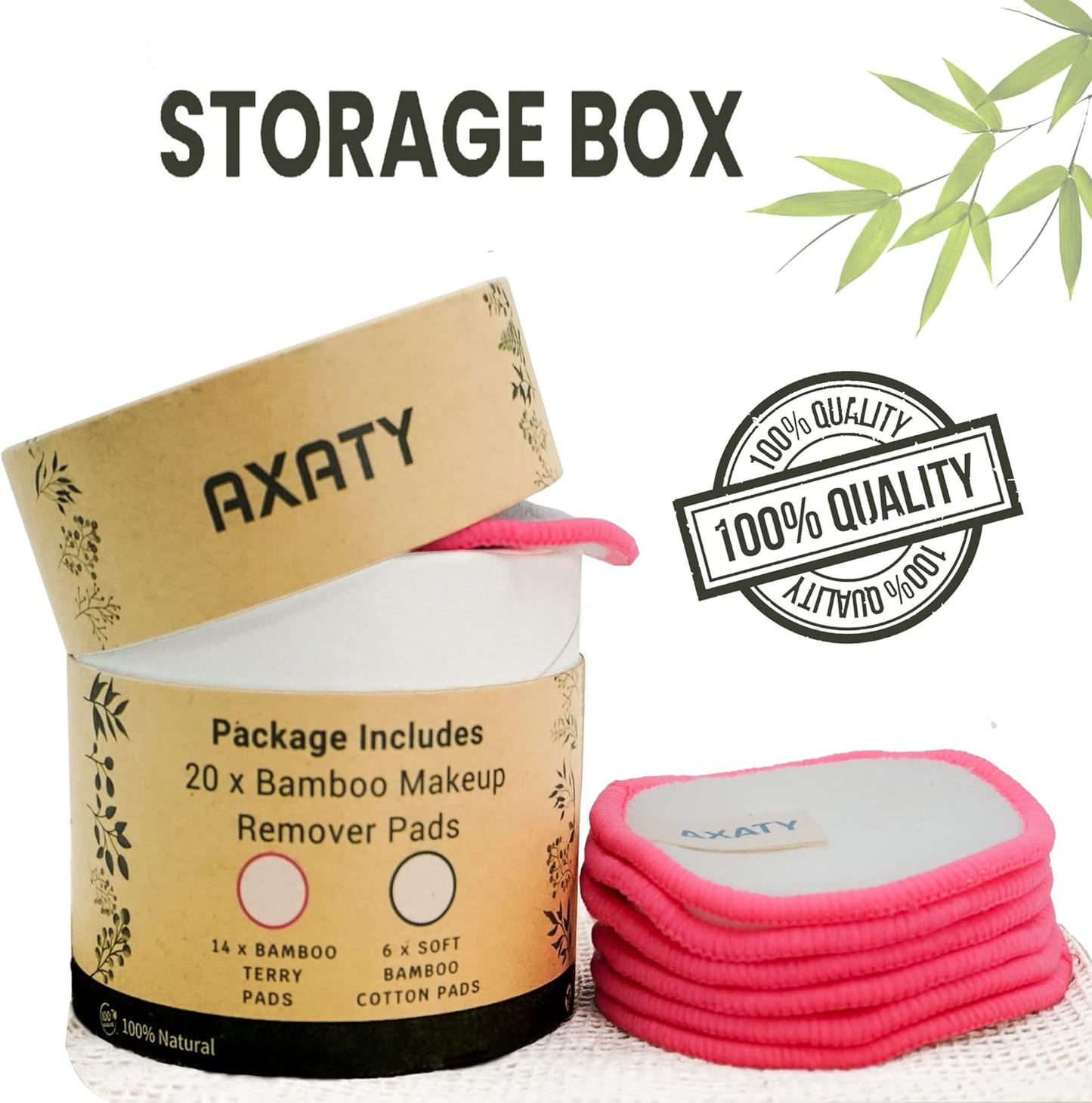 3-Layers 20 Reusable Makeup Remover Pads-Organic Bamboo Cotton Pads Eco-Friendly Reusable Face Pads Makeup Remover for All Skin Types with Cotton Draw String Laundry Bag (8CM) (20 PADS SET)
