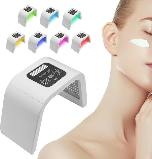 7 Colour LED Face Light Therapy Mask, Portable LED Face Mask, Skincare Facial Machine, Red Light Therapy Lamp for Face & Body for Face Body Wrinkle Removal Anti-Aging Skin Rejuvenation Facial Care