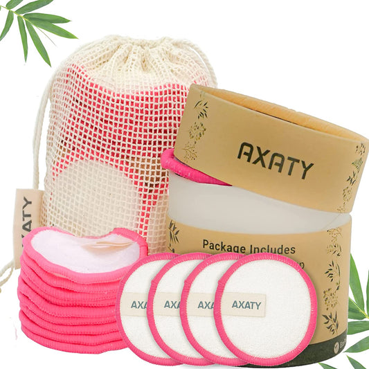 3-Layers 20 Reusable Makeup Remover Pads-Organic Bamboo Cotton Pads Eco-Friendly Reusable Face Pads Makeup Remover for All Skin Types with Cotton Draw String Laundry Bag (8CM) (20 PADS SET)