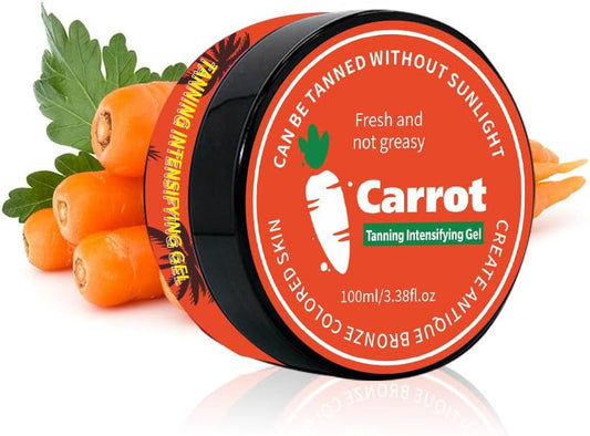 Carrot Tanning Gel, Contains Carotene Tanning Accelerator, Tanning Accelerator Cream for Sunbeds，Summer Beach Bath Bronze Long-Lasting Self-Tanning Waterproof Tanning Cream-100Ml
