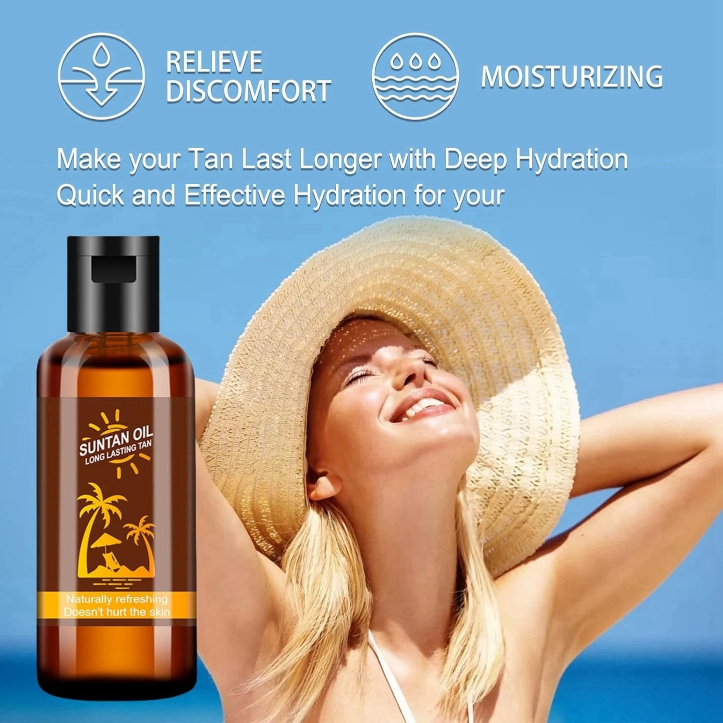 2Pcs Tanning Oil,Tanning Accelerator Oil,Sunbed Tanning Accelerator Effective in Sunbed Outdoor Sun,Extreme Dark Intensive Tanning Oil,Natural Ingredients Intensive Tanning Gel,Tan Accelerator Gel
