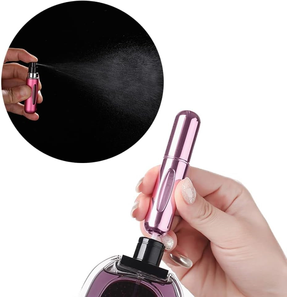 4 X 5 Ml Perfume Atomiser, Portable Pump Type Metal Refillable Perfume Bottle, Perfume Atomiser Refillable - Mini Pocket Atomiser (Black, Silver, Pink, Gold))