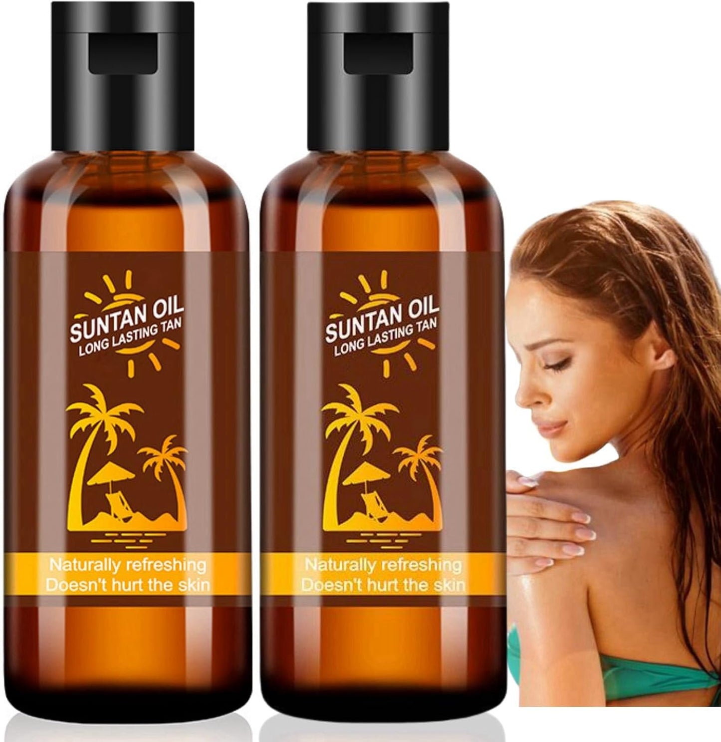 2Pcs Tanning Oil,Tanning Accelerator Oil,Sunbed Tanning Accelerator Effective in Sunbed Outdoor Sun,Extreme Dark Intensive Tanning Oil,Natural Ingredients Intensive Tanning Gel,Tan Accelerator Gel