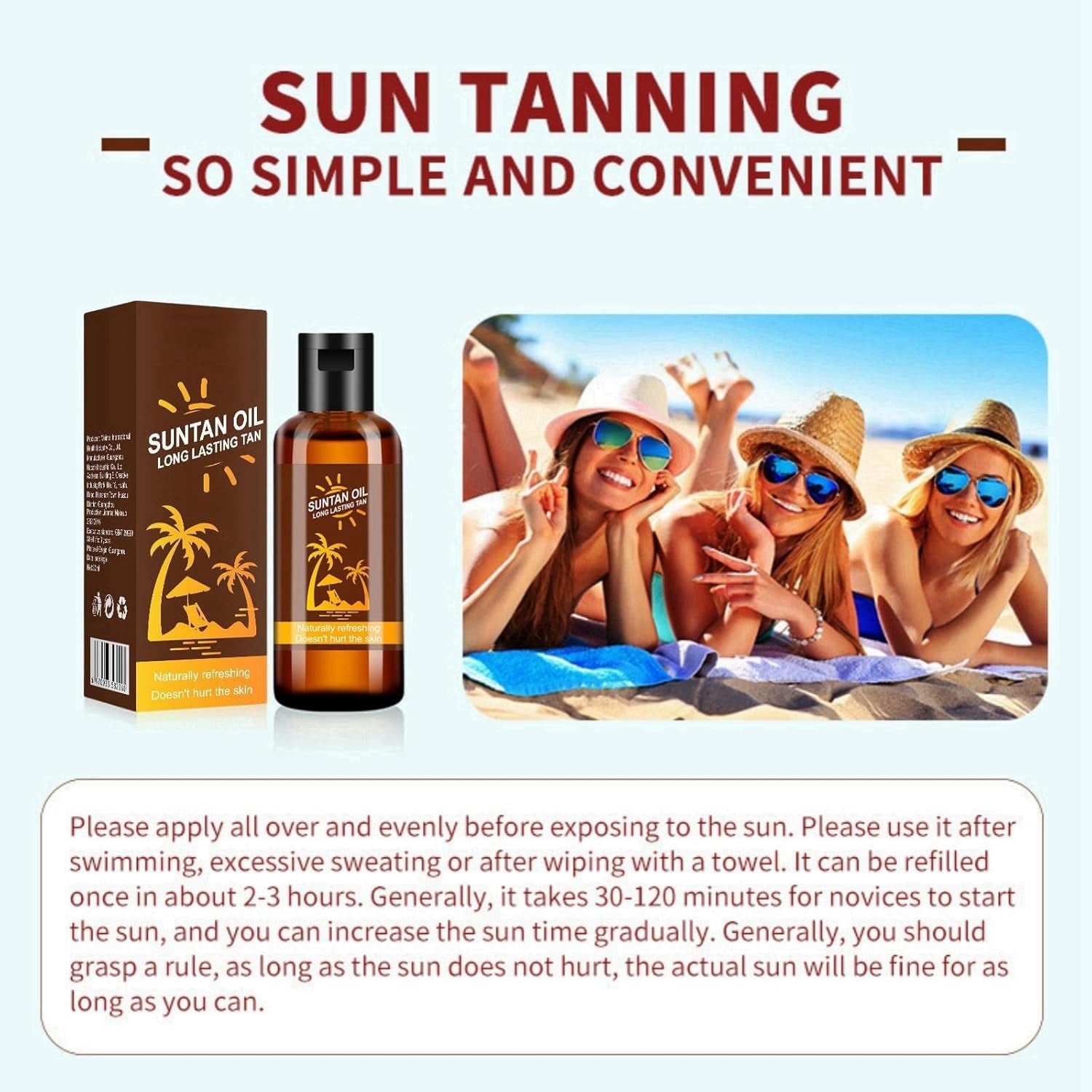 2Pcs Tanning Oil,Tanning Accelerator Oil,Sunbed Tanning Accelerator Effective in Sunbed Outdoor Sun,Extreme Dark Intensive Tanning Oil,Natural Ingredients Intensive Tanning Gel,Tan Accelerator Gel
